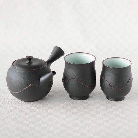 Kuro Yōhen Nami Shumon Tea Set