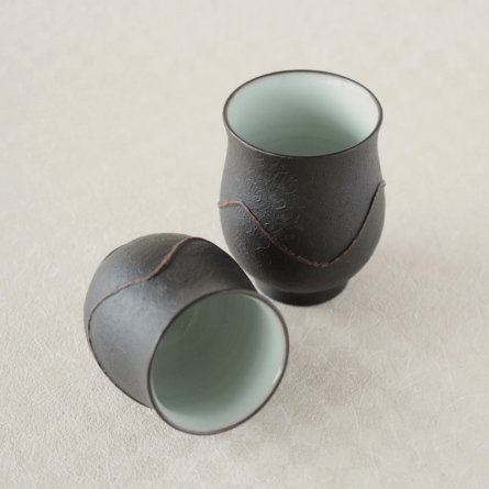 Kuro Yōhen Nami Shumon Tea Set